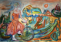 Frau mit Velo
